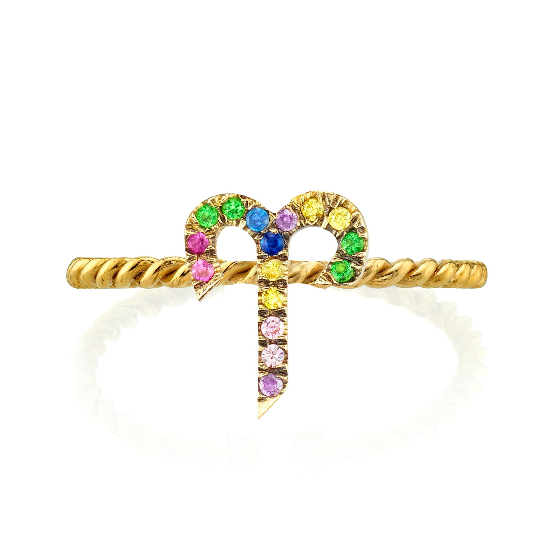 Zodiac Station Ring - Rainbow / 14k Yellow Gold