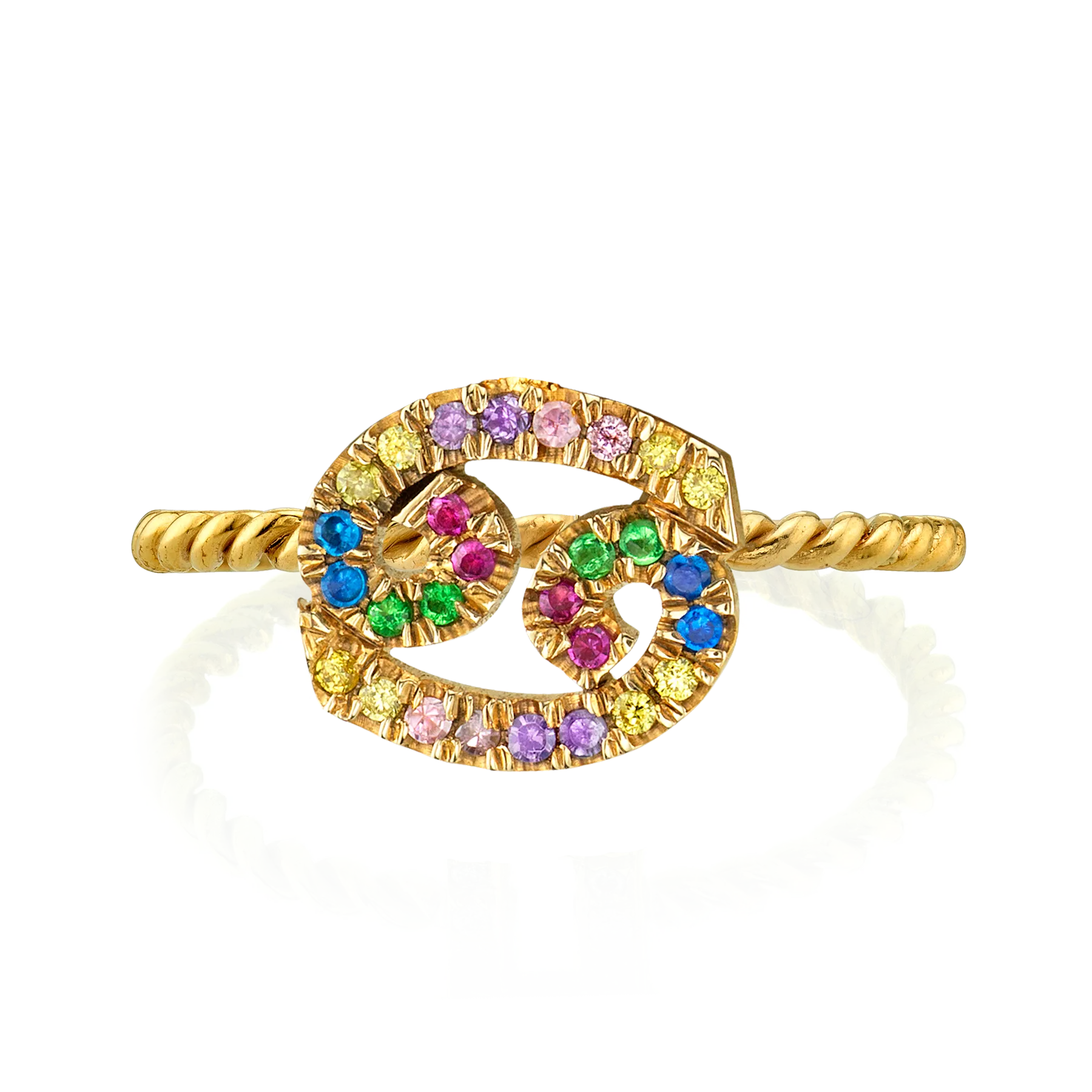 Zodiac Station Ring - Rainbow / 14k Yellow Gold