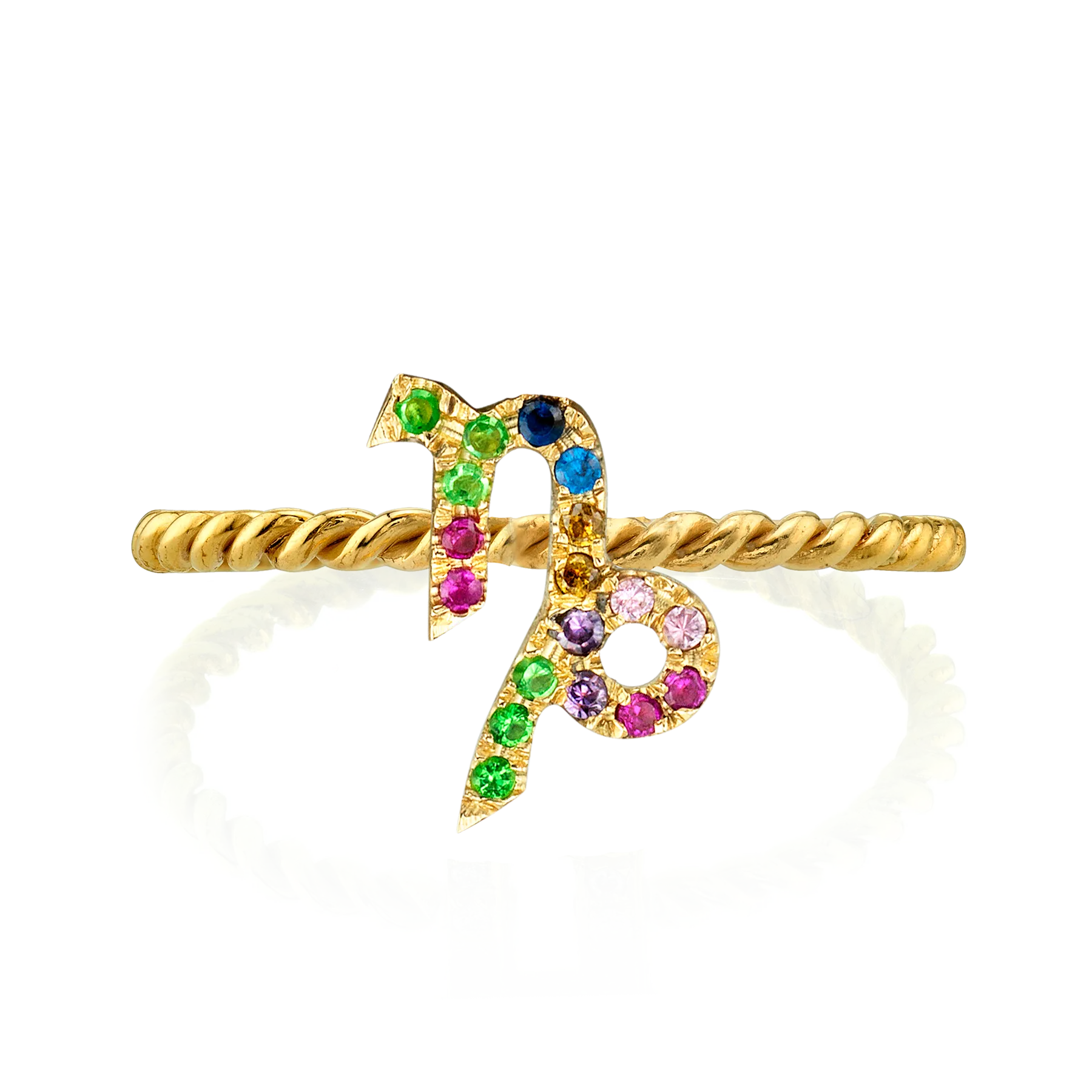 Zodiac Station Ring - Rainbow / 14k Yellow Gold