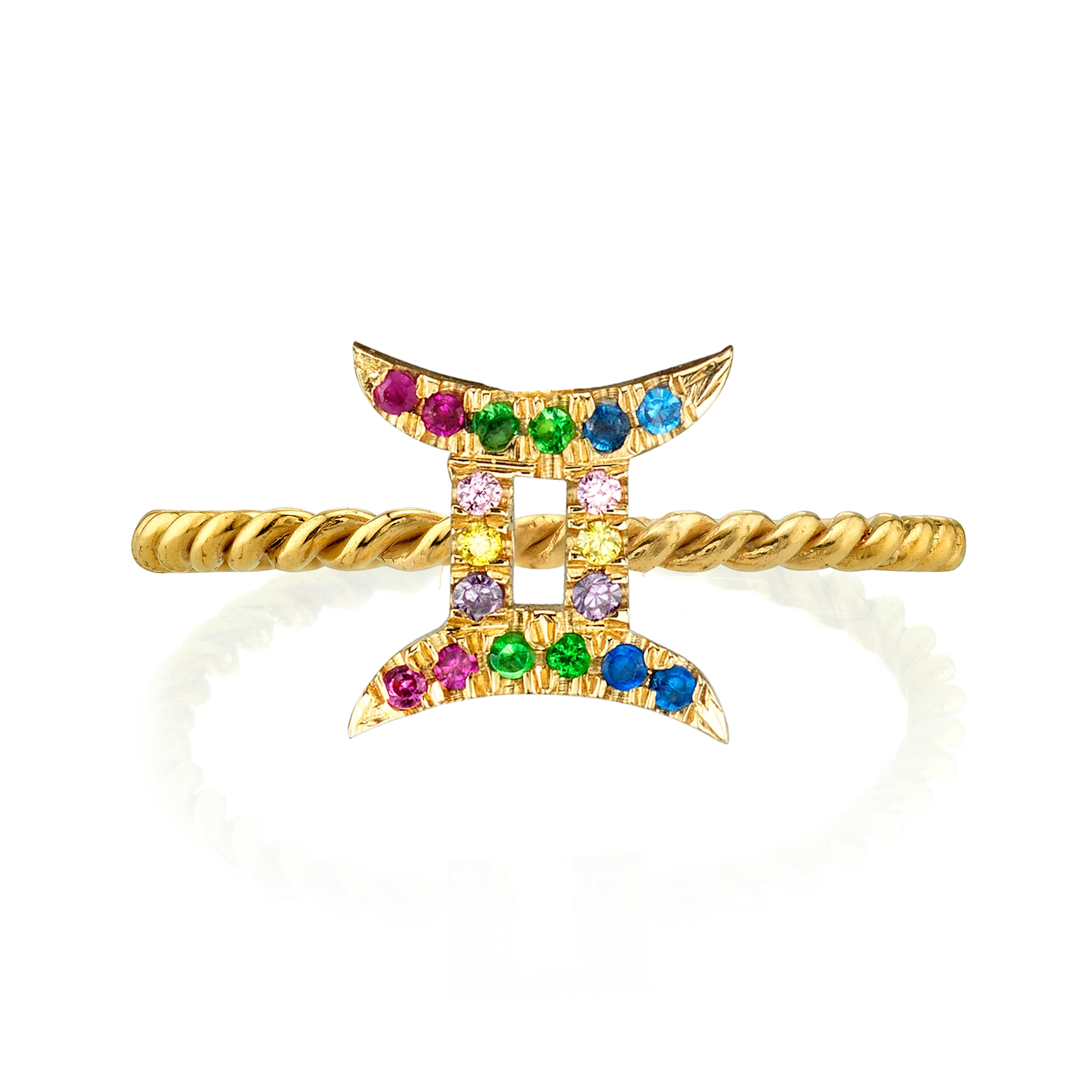 Zodiac Station Ring - Rainbow / 14k Yellow Gold