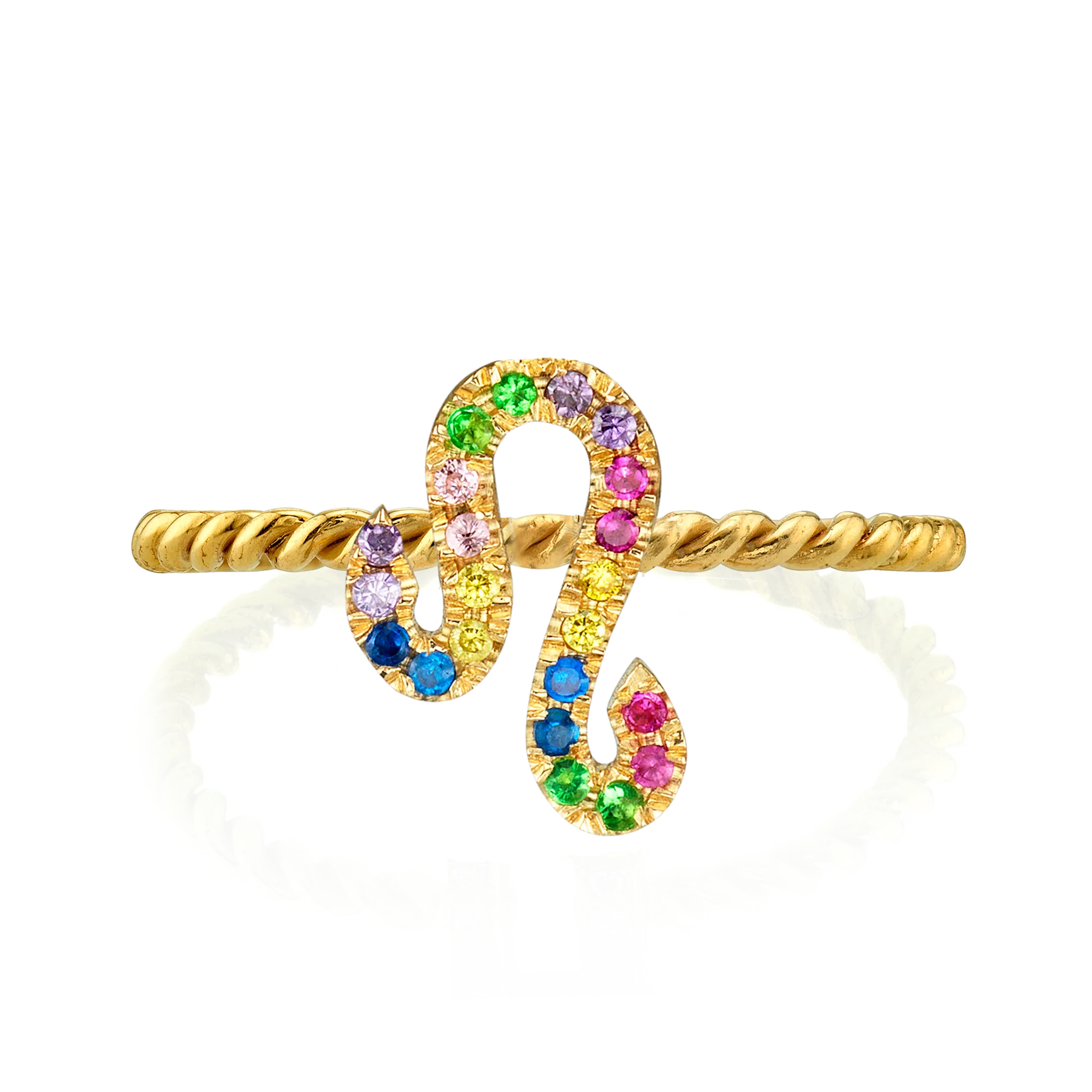 Zodiac Station Ring - Rainbow / 14k Yellow Gold